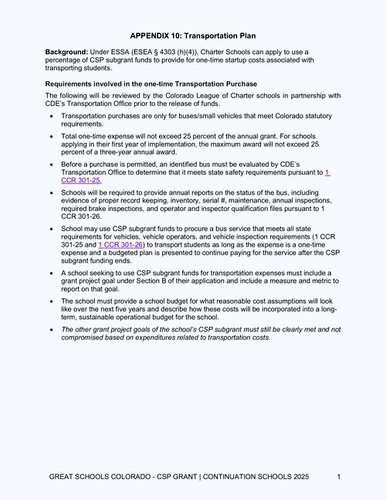 Appendix 10: Transportation Plan