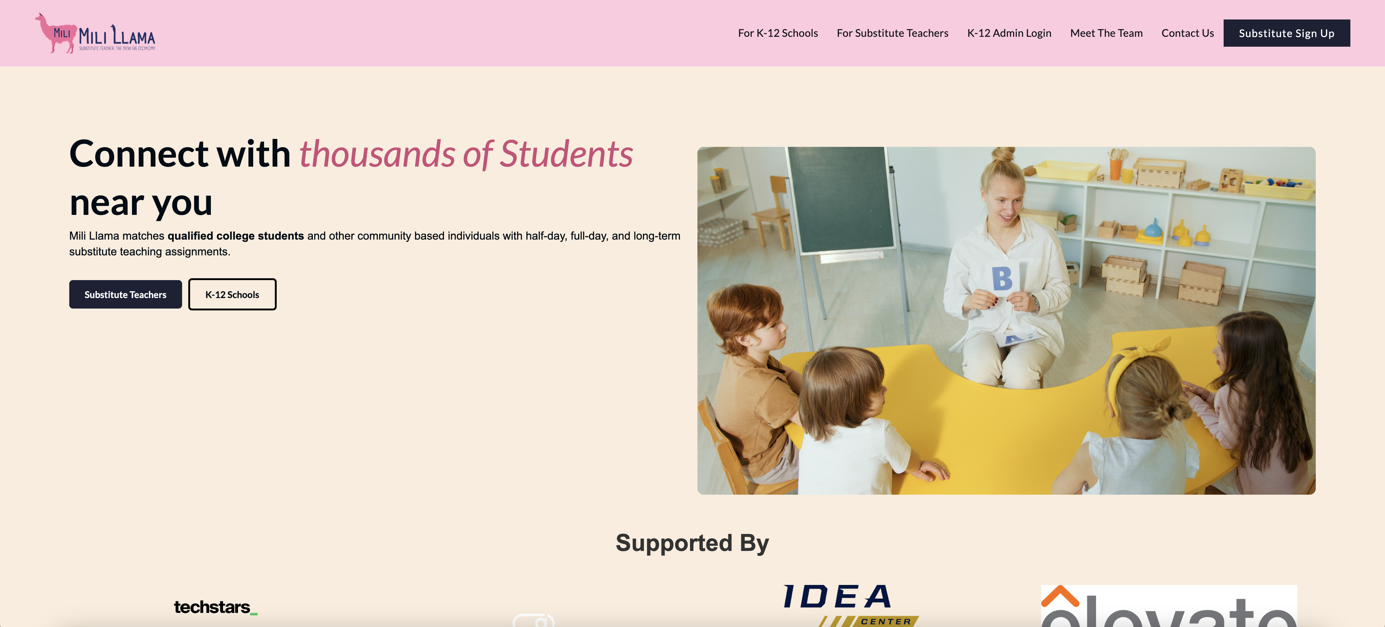 Mili Llama website screenshot.png
