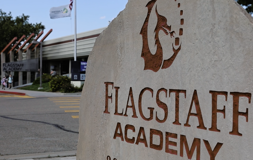 Stone sign in front of Flagstaff Academy