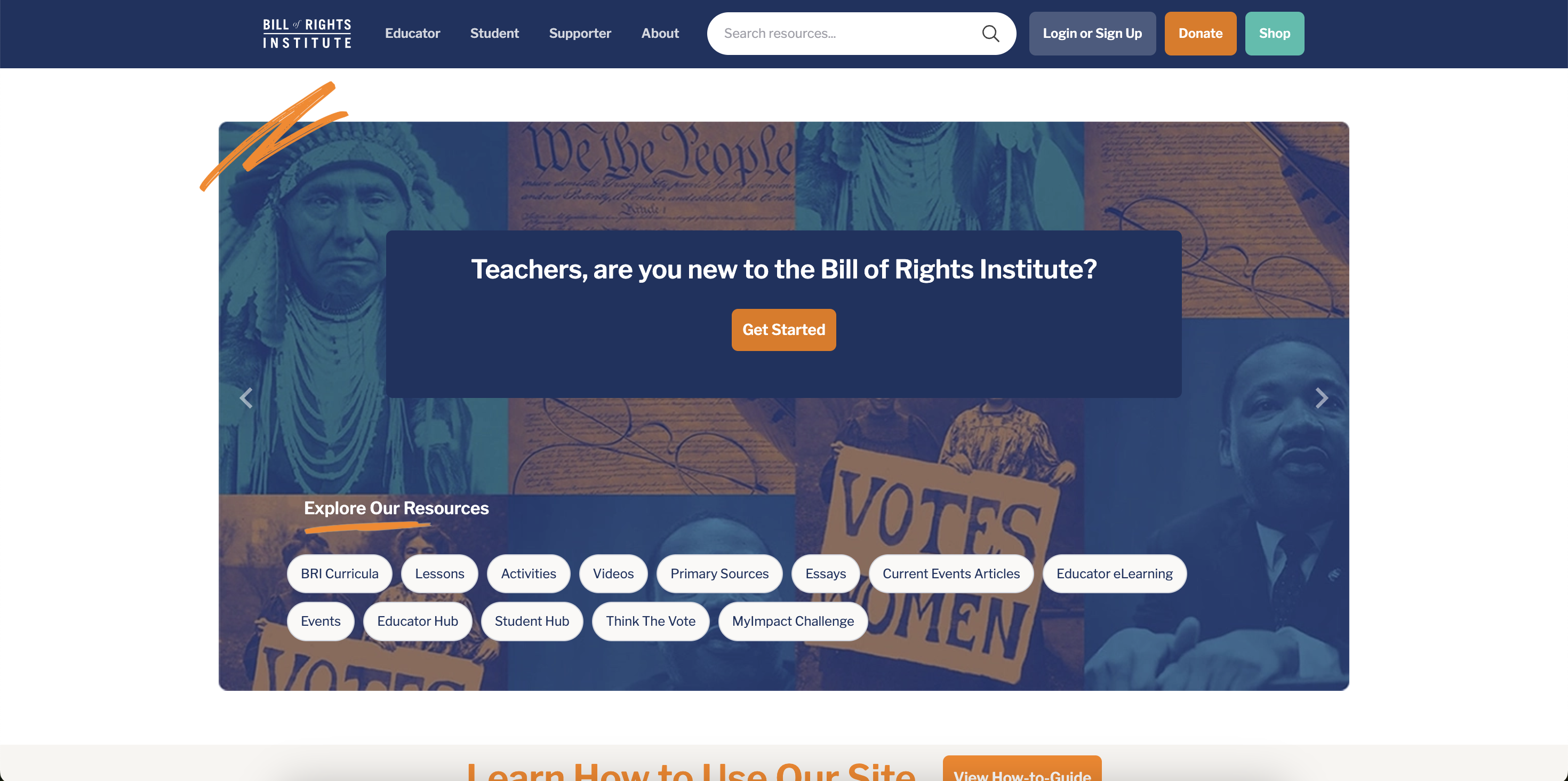 Bill of Rights Institute homepage screenshot