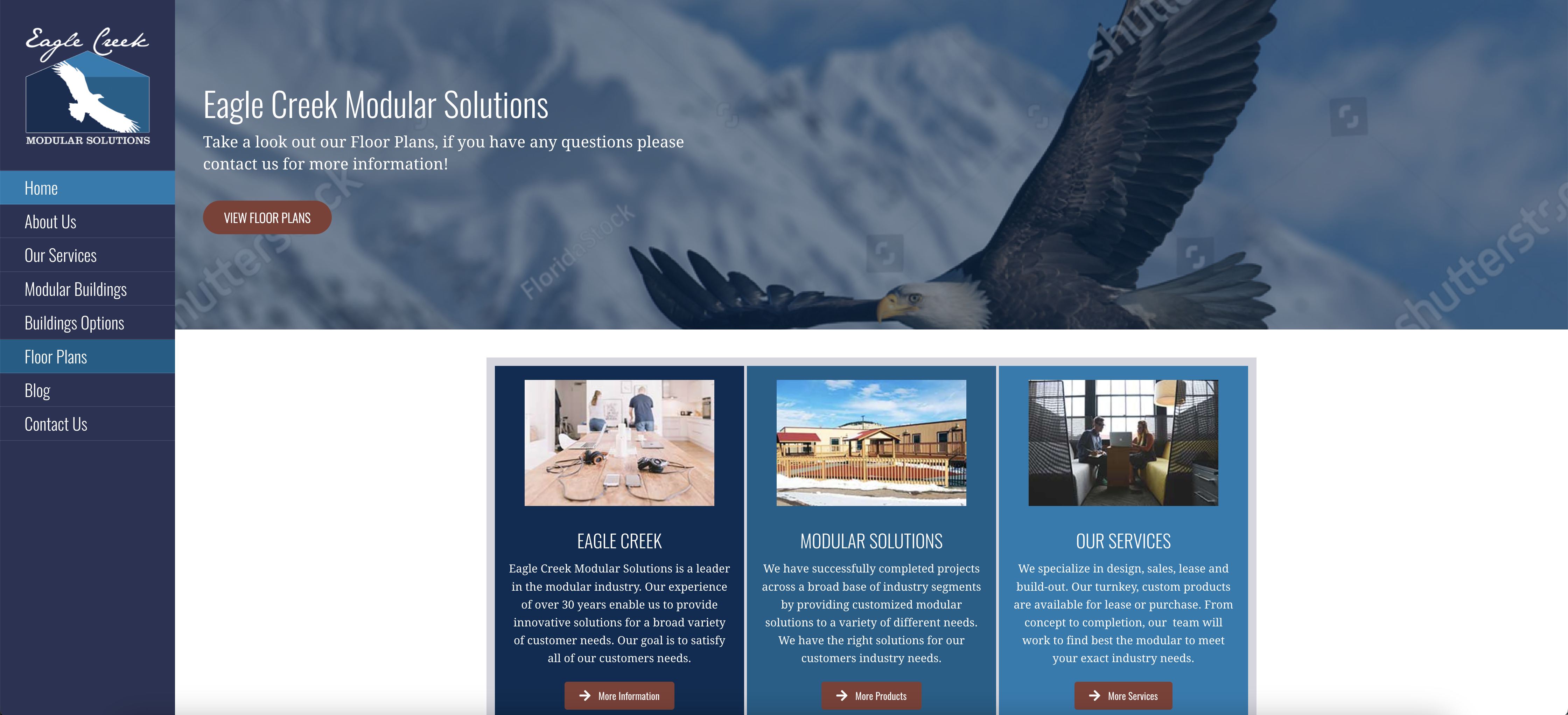 Eagle Creek Modular Solutions homepage screenshot